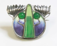 Lot 8 - A German Jugendstil silver and enamel brooch