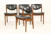 Lot 646 - A set of four Danish teak and leather dining chairs (4)