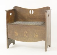 Lot 62 - An oak inlaid hall seat