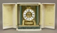 Lot 514 - A gilt metal and green marble Jaeger LeCoultre Atmos Clock