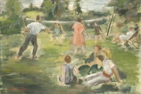 Lot 426 - James Tarr (1905-1996)
BADMINTON PLAYERS
Signed l.l.
