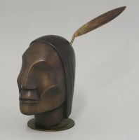 Lot 206 - A bronze head desk stand by Hagenauer