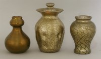 Lot 47 - Three Elton 'Sunflower' pottery crackled glaze vessels