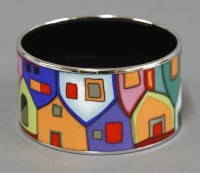 Lot 3 - An enamel wide 'Houses' bangle