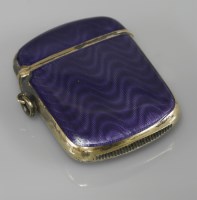 Lot 45 - A Continental silver-gilt guilloché enamel vesta case