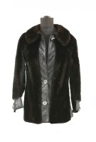 Lot 164 - A black leather and brown mink panelled jacket