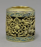Lot 225 - An unusual enamelled and silver gilt Archer's Ring