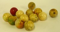 Lot 1214 - Thirteen coloured ivory snooker balls (13)