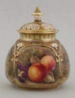 Lot 1084 - A Royal Worcester pot pourri vase and cover
