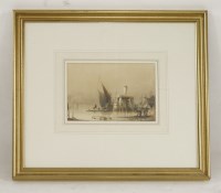 Lot 1369 - Richard Henry Nibbs
SAILING BOATS AND FIGURES BY A JETTY
Signed l.r.