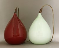 Lot 570 - A pair of glass pendant lights