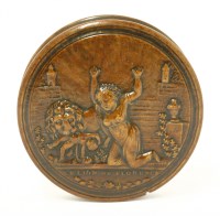 Lot 66 - A French pressed wood circular snuff box