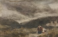Lot 250 - David Cox OWS (1783-1859)
A MOTHER AND CHILD ON A PATH IN A HILLY LANDSCAPE
Watercolour
13 x 19.5cm

Provenance: with Thomas Agnew & Sons Ltd
