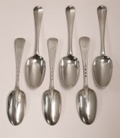 Lot 116 - A set of six George II silver hanoverian pattern tablespoons