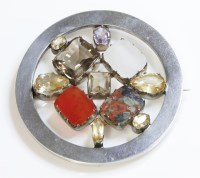 Lot 299 - A Scottish hardstone plaid brooch
