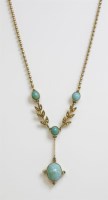 Lot 350 - An Edwardian turquoise and diamond pendant