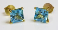 Lot 436 - A pair of single stone blue topaz stud earrings