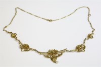 Lot 361 - A French Art Nouveau gold and pearl necklace