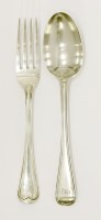 Lot 59 - A set of six pairs of Victorian silver old english thread pattern dessert spoons and forks