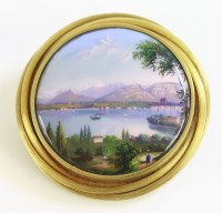 Lot 286 - A Swiss cased gold enamel brooch