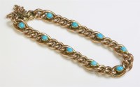 Lot 351 - An Edwardian turquoise set gold bracelet