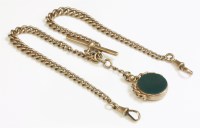 Lot 315 - A 9ct gold graduated curb link double Albert chain