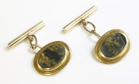 Lot 484 - A pair of gentlemen's gold in quartz chain-link cufflinks