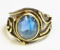Lot 485 - A sterling silver and 18ct gold blue tourmaline ring