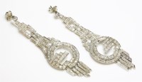 Lot 395 - A pair of Art Deco diamond set drop earrings