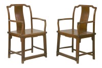 Lot 364 - A pair of hardwood Armchairs