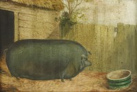 Lot 328 - Follower of James Clark Snr.
AN OLD-FASHIONED CHINESE BREED SOW
Oil on canvas
31 x 46cm