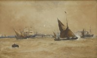 Lot 267 - Thomas Bush Hardy (1842-1897)
'HOMEWARD BOUND - THE THAMES OFF GRAVESEND'
Signed and inscribed with title l.l.