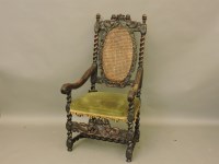 Lot 808 - An 18th/19th century Carolean style carved walnut chair