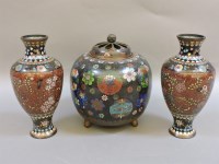 Lot 337 - A pair of late 19th century cloisonné vases