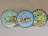 Lot 494 - Three late 19th century Japanese cloisonné wall plates