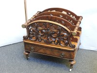 Lot 642 - A Victorian burr walnut Canterbury