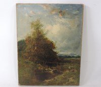 Lot 541 - 19th century School
TWO FIGURES BY A BRIDGE
Oil on canvas
46 x 35cm unframed