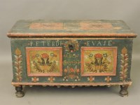 Lot 638 - A painted pine Hungarian coffer