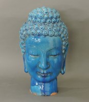 Lot 353 - A Bitossi style turquoise glazed Buddha head