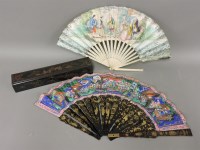 Lot 147 - A Chinese export lacquered fan