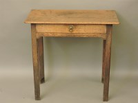 Lot 616 - An 18th century oak single drawer side table