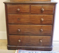Lot 619 - A Victorian mahogany chest of three long and two short drawers