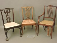 Lot 719 - Two Chippendale style dining chairs