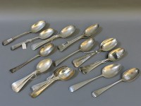 Lot 159 - A collection of silver and English silver tablespoons