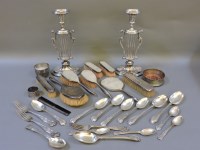 Lot 200 - A pair of silver plated candlesticks