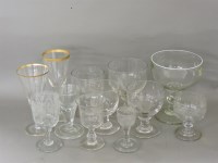Lot 272 - A collection of 19th century rummers and wine glasses