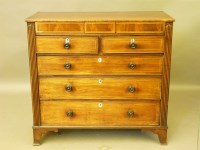 Lot 670 - A 19th century mahogany chest of two short and three long drawers