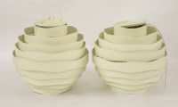Lot 527 - A pair of painted hanging lights