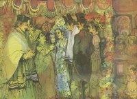 Lot 370 - Pat Cooke (1935-2000)
'ESSEX DREDGERMEN ENJOYING OYSTERS';
'JEWISH WEDDING'
Two