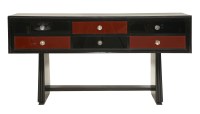 Lot 447 - An Italian six-drawer coloured glass and ebonised sideboard
